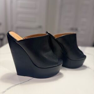 Black Wedge Mules